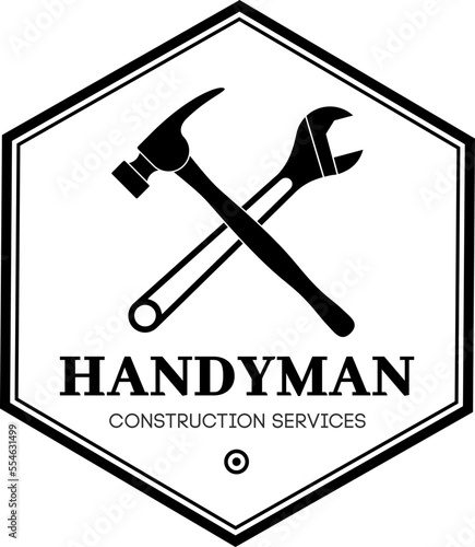 Handyman logo vector design. Vintage vector repair illustration.