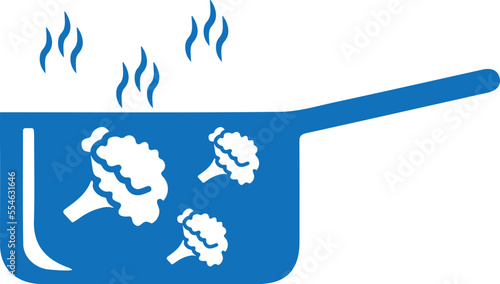 Vegetable cooked icon, cooking meal icon blue vector