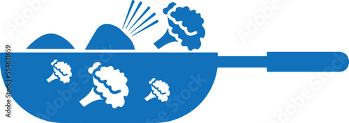 Vegetable cooked icon, cooking icon blue vector