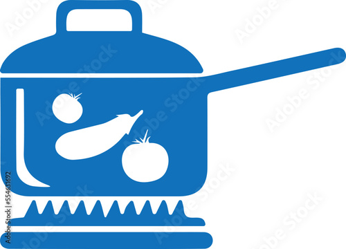 Vegetable cooked icon, cooking vegetable icon blue vector