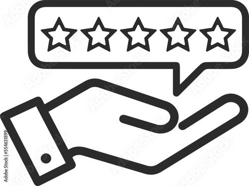 Feedback outline icon, positive review line icon black vector