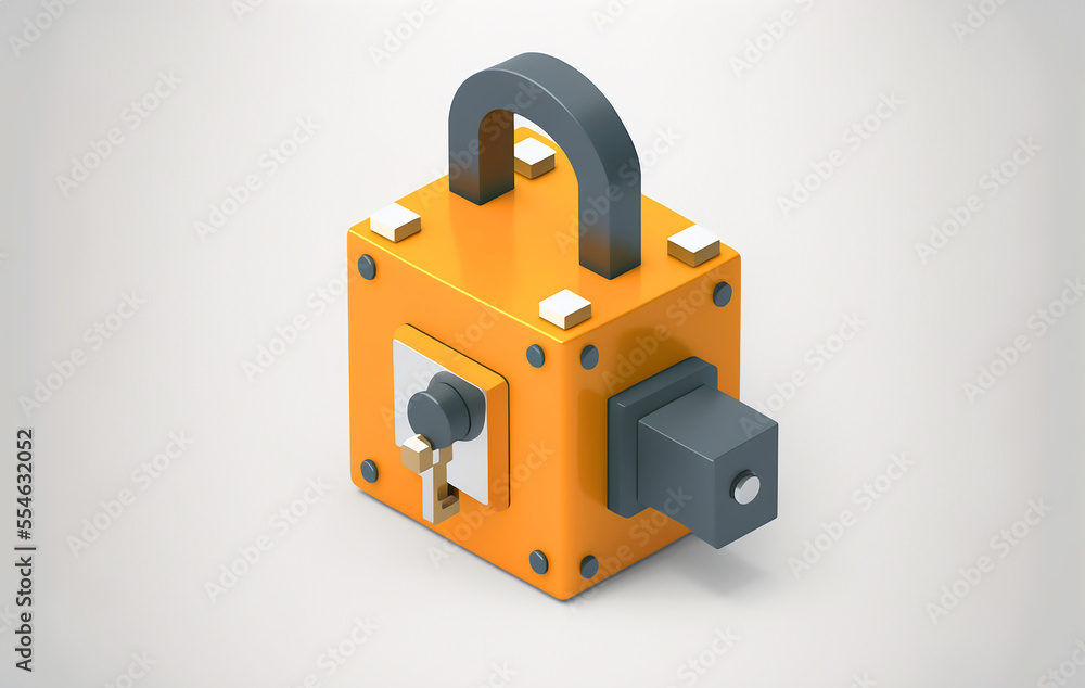 lock on clean white background. Generative AI lock on clean white background. Generative AI