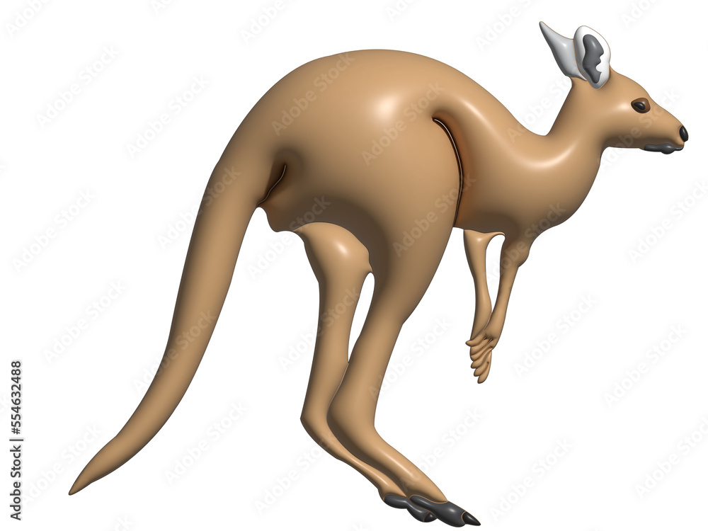 Kangaroo in 3D rendering style. on a transparent background Stock ...