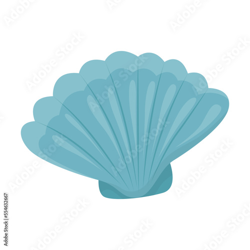 Comic bivalve closed clam with a pearl inside vector illustration. Cartoon isolated on white background. Summer  vacation concept