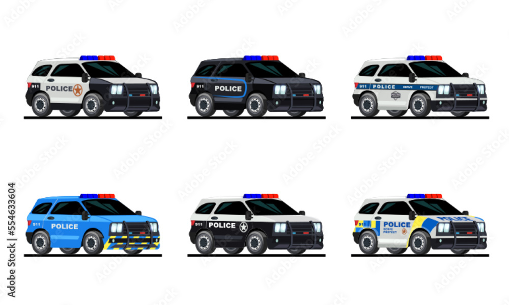 Fototapeta premium Police Cars Set