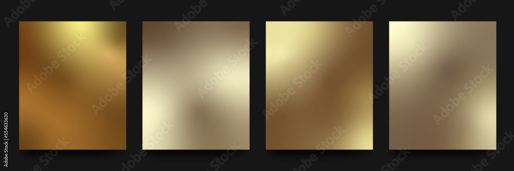 Gold Gradient backgrounds vector set. Golden Gradient wallpapers. Colorful vector backgrounds for covers, wallpapers, social media stories, banners, business cards, branding design, projects, screen
