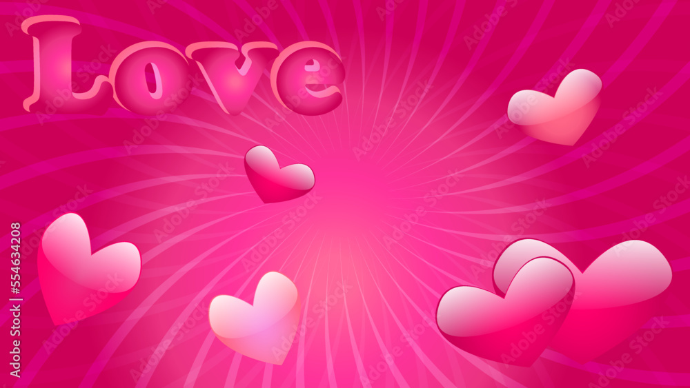 Pink romantic background with hearts vector
