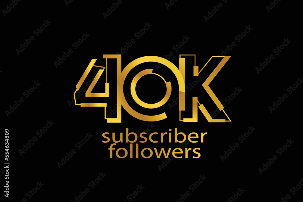 40K, 40.000 subscribers or followers blocks style with gold color on black background for social media and internet-vector 40K, 40.000 subscribers or followers blocks style with gold color on black background for social media and internet-vector
