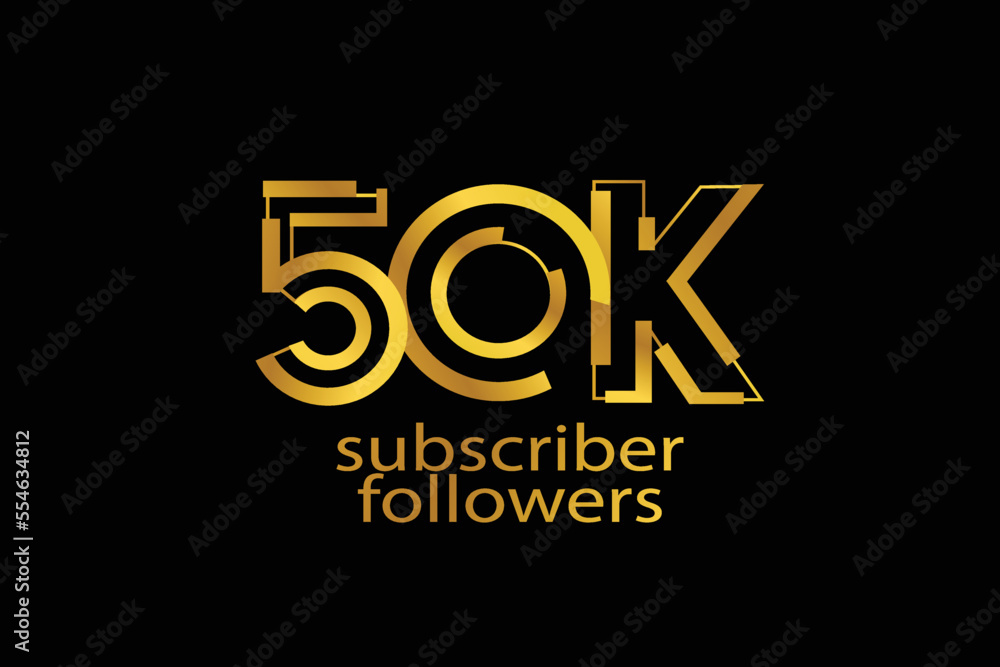 50K, 50.000 subscribers or followers blocks style with gold color on black background for social media and internet-vector 50K, 50.000 subscribers or followers blocks style with gold color on black background for social media and internet-vector