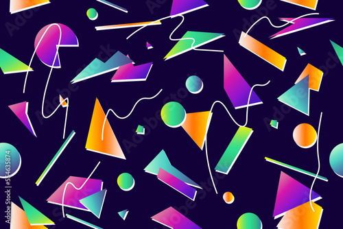 Free Vector of colorful memphis style nostalgic background or retro 90s seamless pattern
