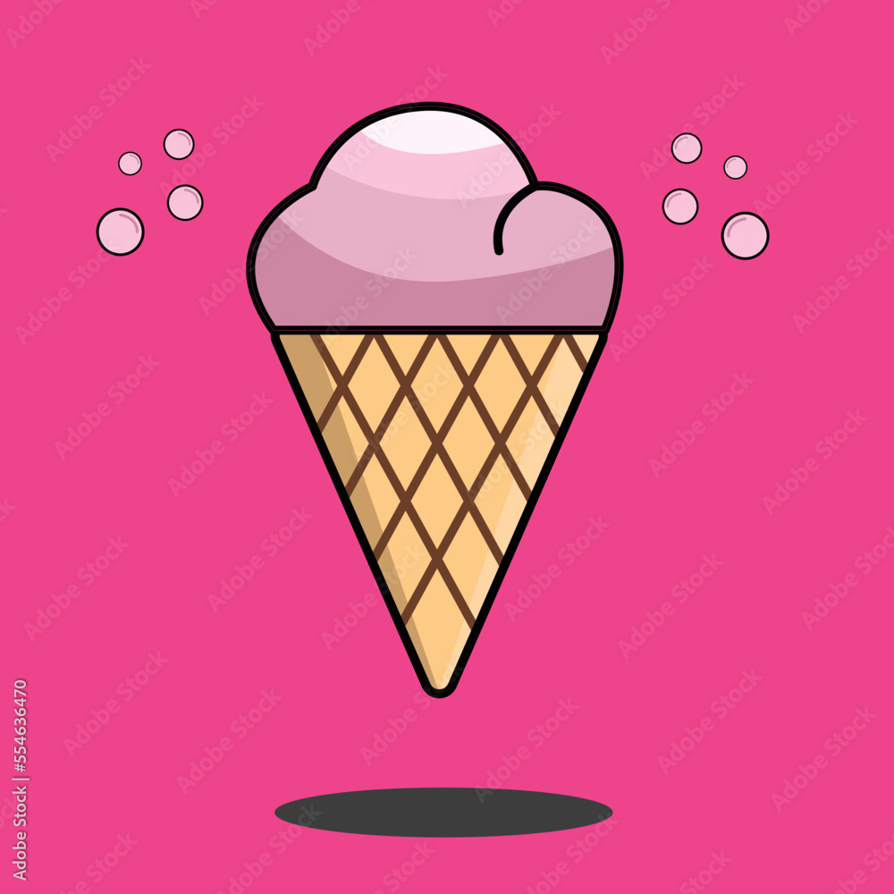 Ice Cream with a chocolate funnel and Pink Ice Ice Cream with a chocolate funnel and Pink Ice