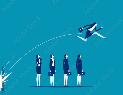 Leader jumps out of the crowd. Business stands out vector illustration