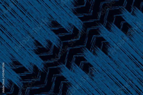 Abstract blue and black grunge texture background with zigzag style