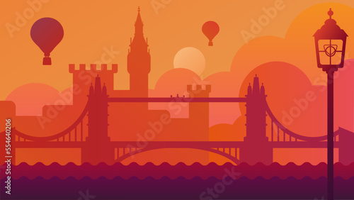 London uk landscape with castle and river vector