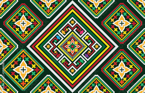 Wallpaper Mural Geometric ethnic pattern. Traditional oriental Indian ikat design for background, print, border wrapping, batik, fabric, vector illustration.
 Torontodigital.ca