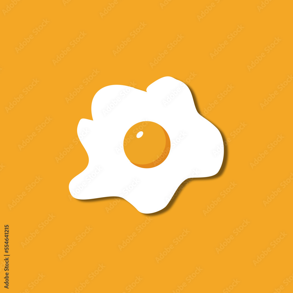 Fried egg breakfast cartoon icon. Fried egg cute icon on yellow background Fried egg breakfast cartoon icon. Fried egg cute icon on yellow background