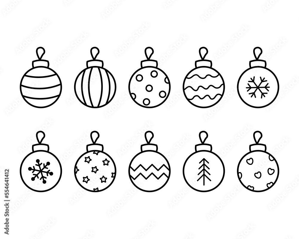 Hand drawn christmas ball isolated. Vector sketch black and white background illustration icon doodle Hand drawn christmas ball isolated. Vector sketch black and white background illustration icon doodle