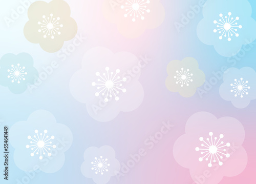 華やかな梅の花和風柄背景素材