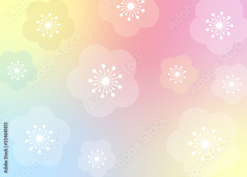 華やかな梅の花和風柄背景素材