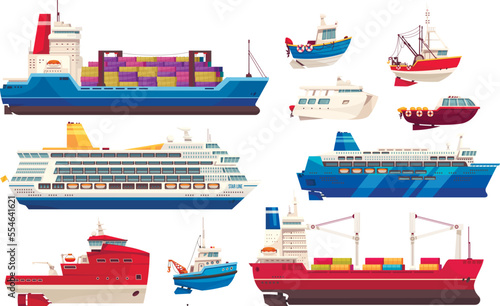 Cargo And Cruise Ships Set
