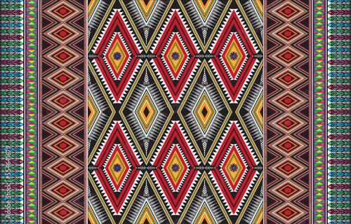 Gypsy pattern tribal ethnic motifs geometric vector background. Doodle gypsy geometric shapes sprites tribal motifs clothing fabric textile print traditional design with triangles
