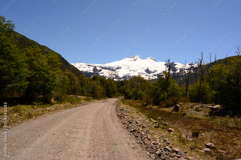 road to the thundering volcano. approach to the hill with its eternal snow. route 40 and bariloche. road to the thundering volcano. approach to the hill with its eternal snow. route 40 and bariloche.