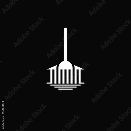 Fork combination with the building. Logo design.