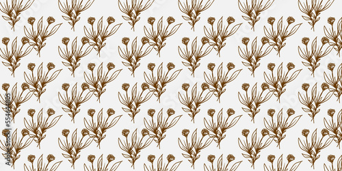  Vector seamless beautiful pattern flower and leaves flat background
