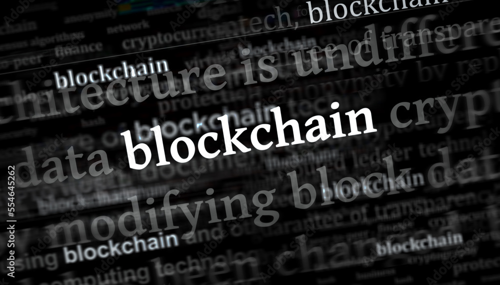 Blockchain headline titles media with 3d illustration Blockchain headline titles media with 3d illustration