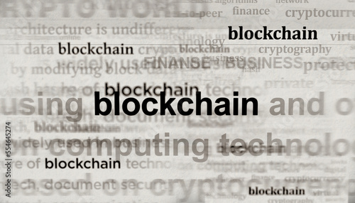 Blockchain headline titles media with 3d illustration