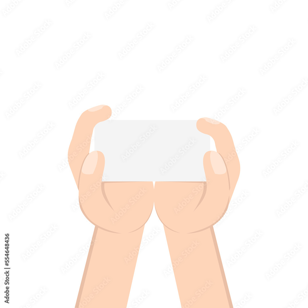 left hand holding white blank name business card left hand holding white blank name business card