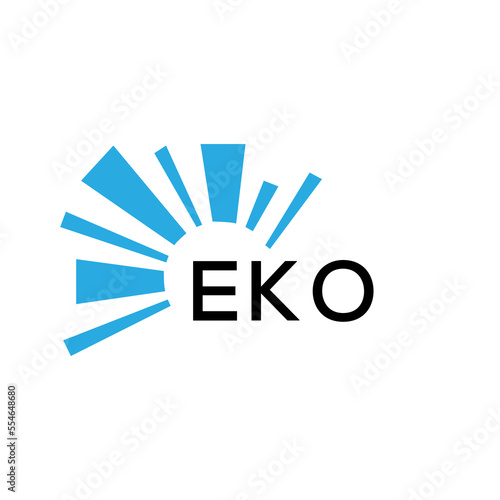 EKO letter logo. EKO blue image on white background and black letter. EKO technology  Monogram logo design for entrepreneur and business. EKO best icon.
