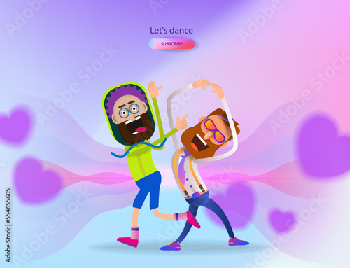  Cartoon men dancing at a party