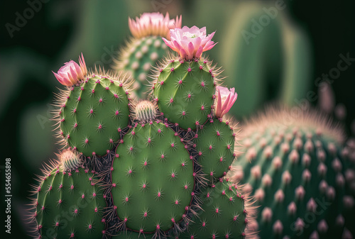 Gorgeous cactus in the garden. a plant that is extensively grown for ornamentation. close up photo with selectable focus. Generative AI