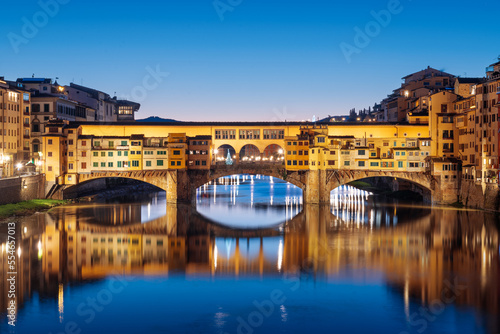 Fotografia, Obraz Florence, Italy at the Ponte Vecchio Bridge crossing the Arno River