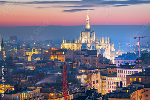 Milan  Italy cityscape with the Duomo