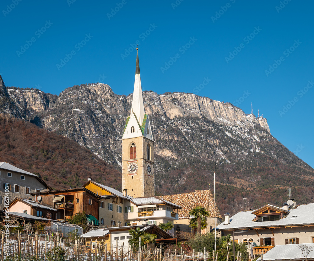 The Gothic church dedicated to St. Anthony of Padua gives its name to the district of Sant’Antonio in Caldaro, South Tyrol, northern Italy