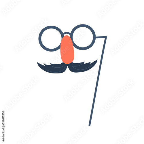 illustration of a party prop funny face  with eyes nose and mustache vector 