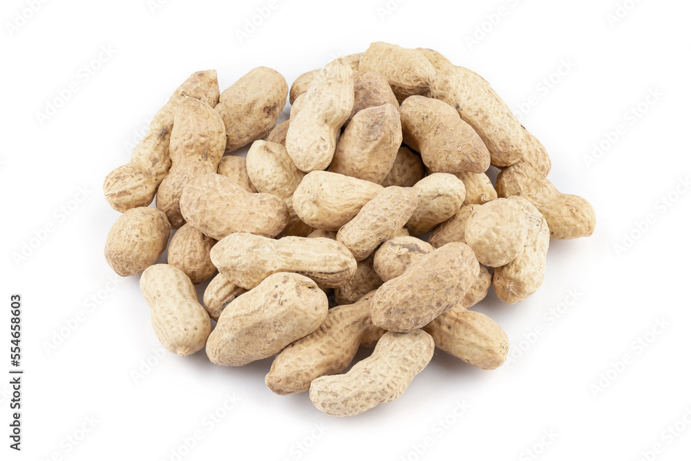 Heap of peanuts in shell isolated on white background. Heap of peanuts in shell isolated on white background.