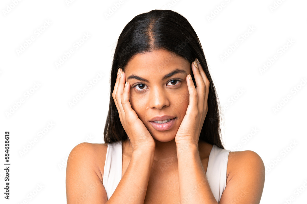 Young woman over over isolated chroma key background . Portrait Young woman over over isolated chroma key background . Portrait
