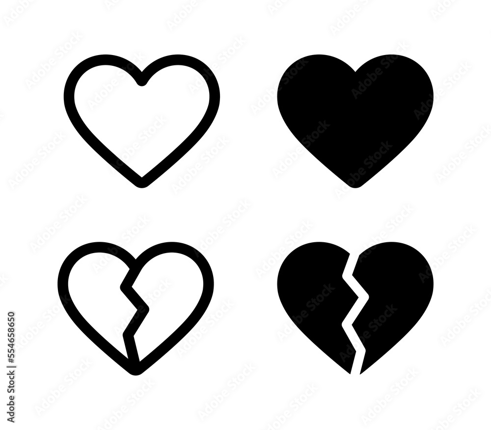 Vector heart icon set. Set of love symbols. Heart shape. Romantic design. Vector heart icon set. Set of love symbols. Heart shape. Romantic design.