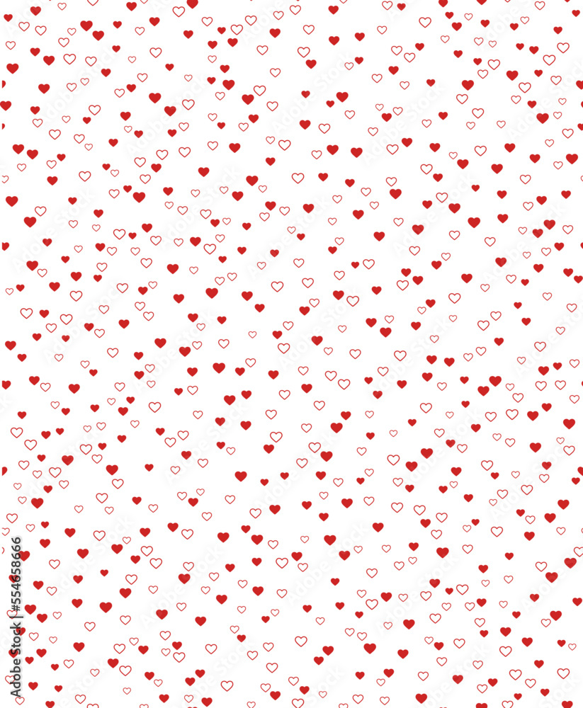 Small red heart background pattern. Valentine love heart shape pattern. Seamless Vector pattern
