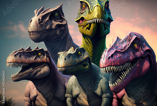 Various dinosaurs in the term dinosaur. Generative AI © 2rogan