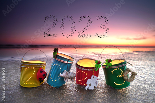 Canvas Print Silvesterlaternen am Strand