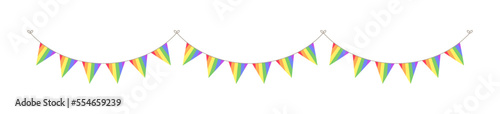 Rainbow pennant garland bunting divider simple vector illustration clipart