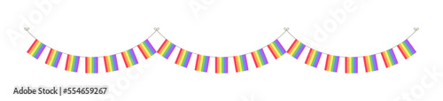 Rainbow flag pride month garland bunting divider simple vector illustration clipart