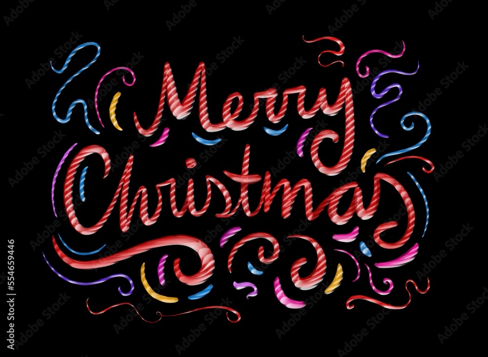Merry Christmas text, colorful lettering Merry Christmas text, colorful lettering