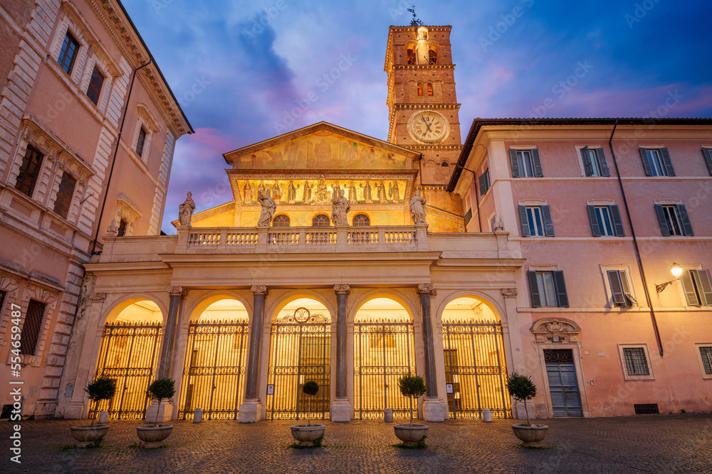 Naklejka premium Rome, Italy at Basilica of Our Lady in Trastevere