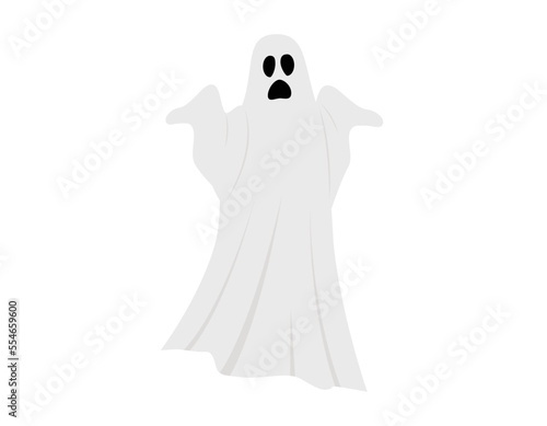 Ghost isolated on white, Halloween symbol, vector illustration