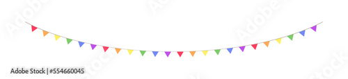 Rainbow pennant garland bunting divider simple vector illustration clipart